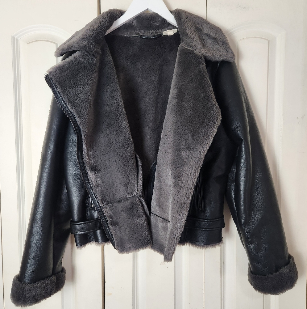 a.n.a Midweight Fur Lined Motorcycle Jacket size XL/16 - Picture 7 of 12